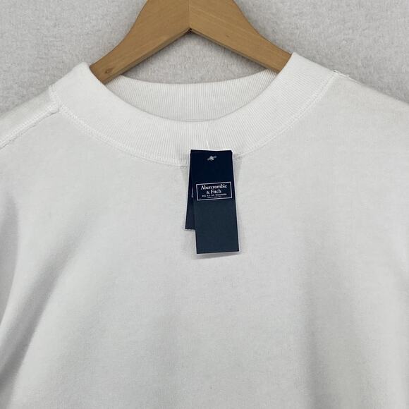 ABERCROMBIE & FITCH Sweatshirt Womens M Fleece Soft A&F Side Zip Slit White NEW - Picture 4 of 15